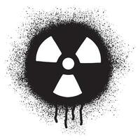 Radiation hazard symbol graffiti with black spray paint vector