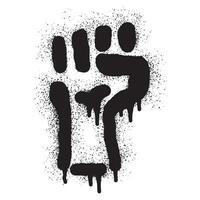 Raised fist stencil graffiti with black spray paint vector