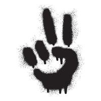 Stencil graffiti hand gesture V sign for peace symbol with black spray paint vector