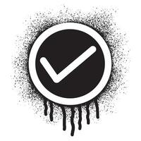 Check mark icon stencil graffiti with black spray paint vector