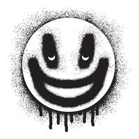 Smiling face emoticon graffiti with black spray paint vector