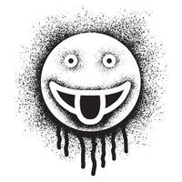 Smiling emoticon stuck out tongue with black spray paint art vector