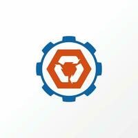 Logo design graphic concept creative abstract premium vector stock icon hexagon and gear like fit wrench. Related to transportation mechanic workshop