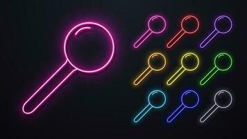 A set of neon magnifying glasses. Bright and colorful magnifier. vector