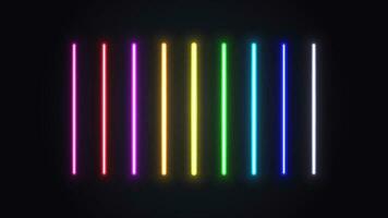 A set of neon glowing lamps. Bright multicolored lasers on a dark background. vector