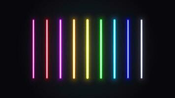 A set of neon glowing lamps. Bright multicolored lasers on a dark background. vector