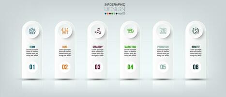 concepto de negocio de plantilla infográfica con paso. vector