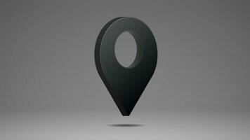 Black and white symbol in 3d of the location pointer on the map on a gray background with a shadow. Icon for GPS navigator. vector