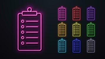 A set of neon bright document icons. The form for filling out the contract. vector