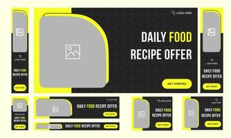 Vector set of food recipe web banner template design social media posts