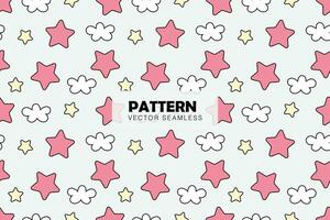 Stars and clouds cute shapes seamless repeat pattern vector