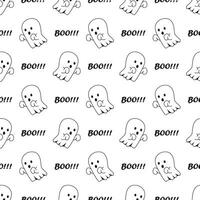 Cute halloween ghost seamless pattern on white background. Great vector illustration for kids and home decor projects.