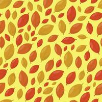 Seamless pattern of falling dry leaves on a pastel yellow background vector