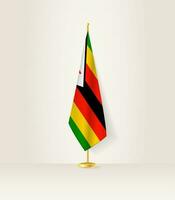 Zimbabwe flag on a flag stand. vector