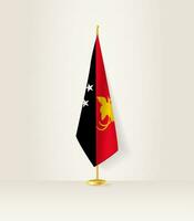 Papua New Guinea flag on a flag stand. vector