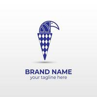 bird cone ice cream logo vector