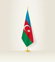 Azerbaijan flag on a flag stand. vector