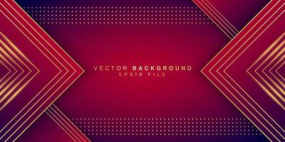 abstract rectangle red and golden line style background design vector