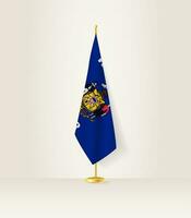 Wisconsin flag on a flag stand. vector