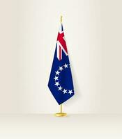 Cook Islands flag on a flag stand. vector