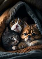retrato de un grupo de linda gatos y perros, ai generativo foto