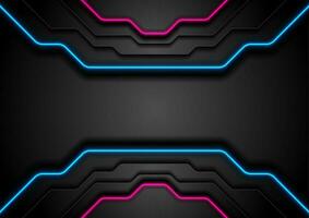 Abstract black technology background with neon light vector