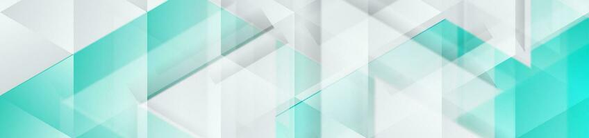 Blue grey technology banner background with glossy triangles vector