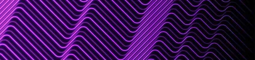 Violet glowing neon lines abstract tech banner vector