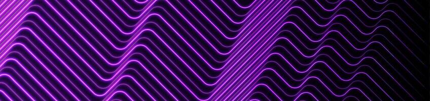 Violet glowing neon lines abstract tech banner vector