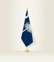 South Carolina flag on a flag stand. vector