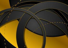 Black and bronze circle rings abstract background vector