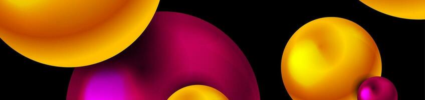 Abstract purple and orange futuristic 3d spheres geometric background vector