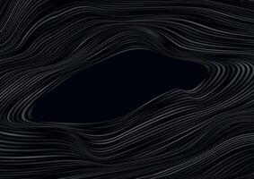 Black curved smooth wavy lines abstract background vector