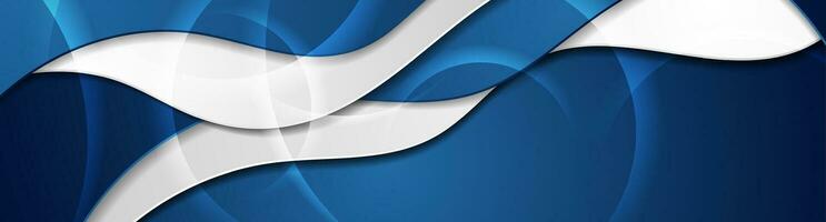 Blue and grey abstract glossy waves corporate background vector