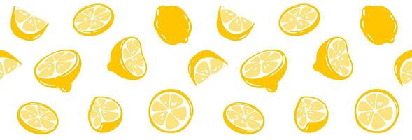 Seamless pattern of lemons. Abstract citrus background. Vector illustration of lemon in flat style. minimalism.