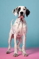 Very cute puppy Great Dane in nature wide life animals. AI Generated. photo