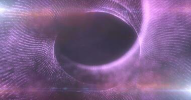 Round purple frame from energy magical glowing particles and light lines abstract background photo