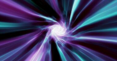 Purple hypertunnel spinning speed space tunnel made of twisted swirling energy magic glowing light lines abstract background photo