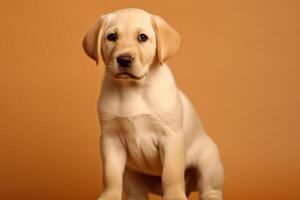 A very cute puppy Labrador in nature wide life animals. AI Generated. photo