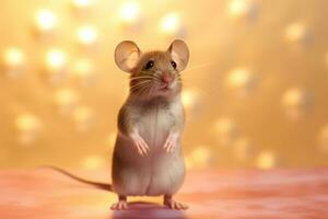 Very cute Mouse in nature wide life animals. AI Generated. photo