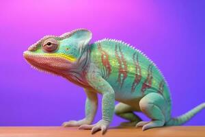 Very cute Chameleon in nature wide life animals. AI Generated. photo