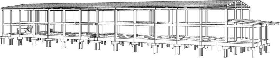 3D illustration of building structure vector