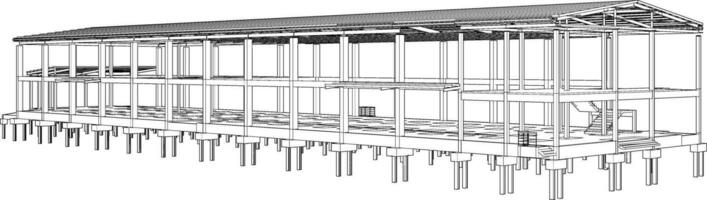 3D illustration of building structure vector