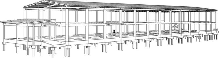 3D illustration of building structure vector