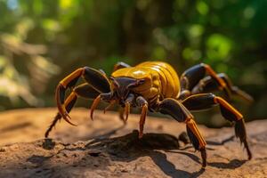 escorpiones en naturaleza amplio vida animales ai generado. foto