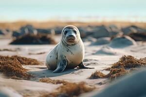 Seal in nature wide life animals. AI Generated. photo