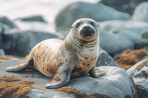 sello en naturaleza amplio vida animales ai generado. foto