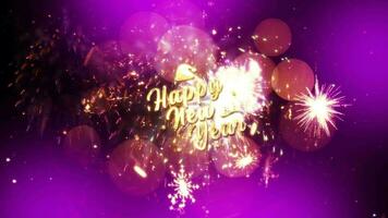 glücklich Neu Jahr Golde Text bewirken mit Schneeflocken video