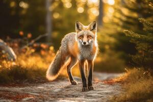 Fox in nature wide life animals. AI Generated. photo
