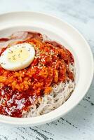 kodarinaengmyeon, Korean Cold Buckwheat Noodles with Half-dried Pollak food photo